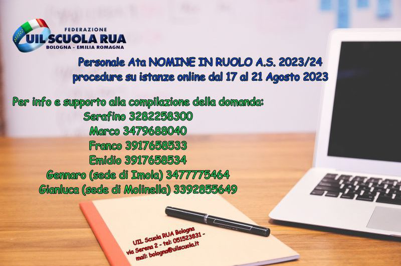 UAT di Bologna | Personale A.T.A. – NOMINE IN RUOLO A.S. 2023/24