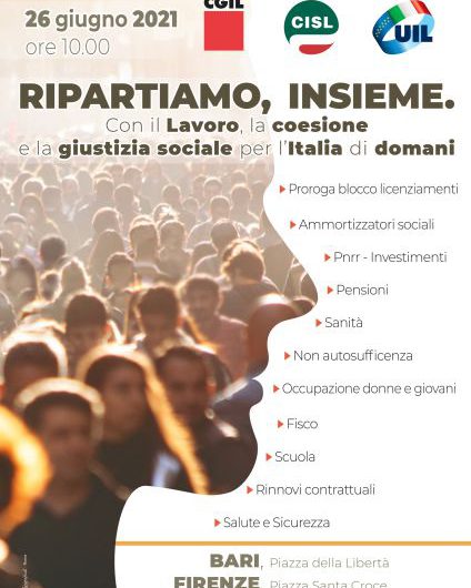 INIZIATIVA CONFEDERALE | Manifestazione unitaria 26 giugno