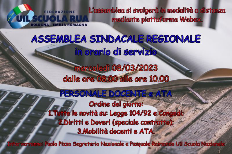 FEDERAZIONE UIL Scuola RUA Emilia Romagna | Assemblea sindacale regionale in orario di servizio – mercoledì 8 marzo 2023
