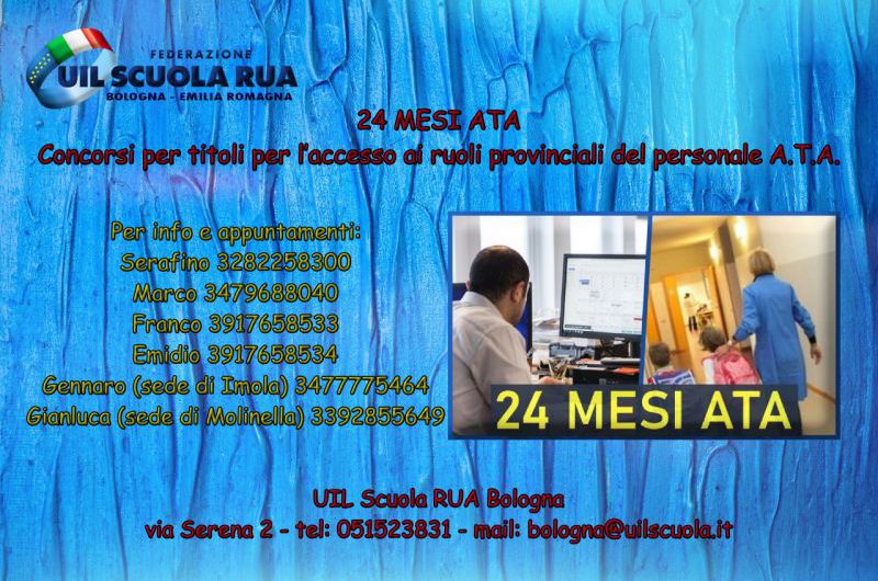 24 MESI ATA | Concorsi per titoli per l’accesso ai ruoli provinciali del personale A.T.A.