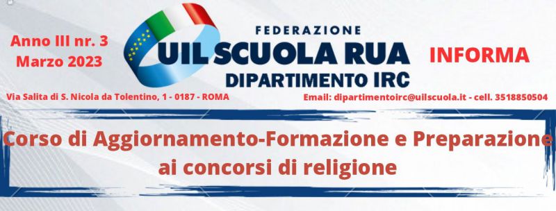 Dipartimento Nazionale UIL Scuola IRC e IRASE | Corso di Aggiornamento-Formazione e Preparazione ai concorsi di religione