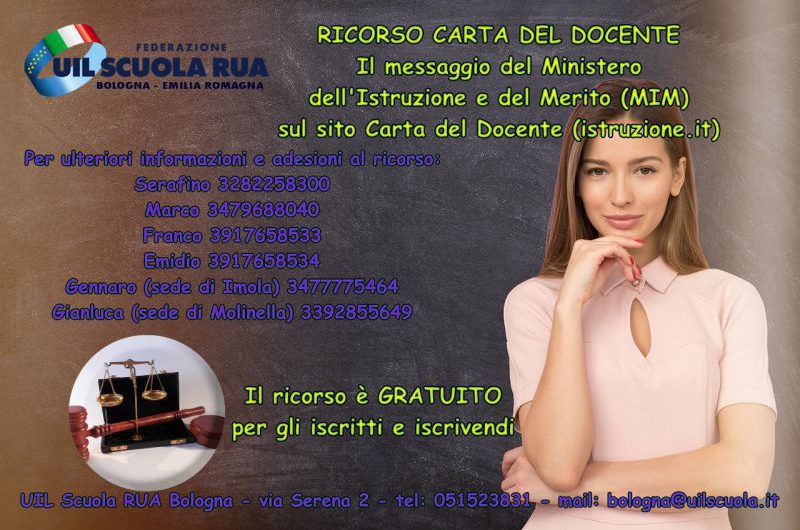 SENTENZE CARTA DEL DOCENTE | Il messaggio del Ministero dell’Istruzione e del Merito (MIM) sul sito Carta del Docente (istruzione.it)