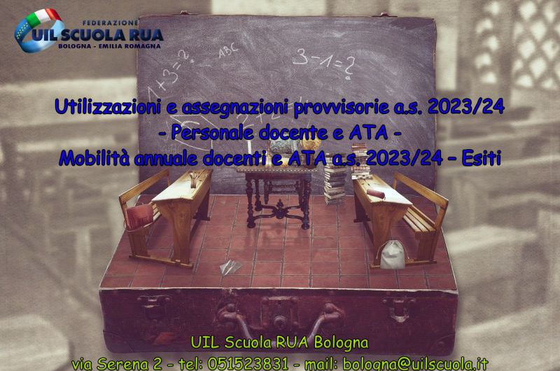 UAT di Bologna | Utilizzazioni e assegnazioni provvisorie a.s. 2023/24  – Personale docente e ATA –  Mobilità annuale docenti e ATA a.s. 2023/24 – Esiti