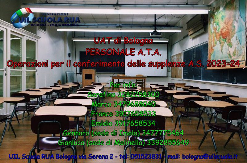 UAT di Bologna | PERSONALE A.T.A. – Operazioni per il conferimento delle supplenze A.S. 2023-24
