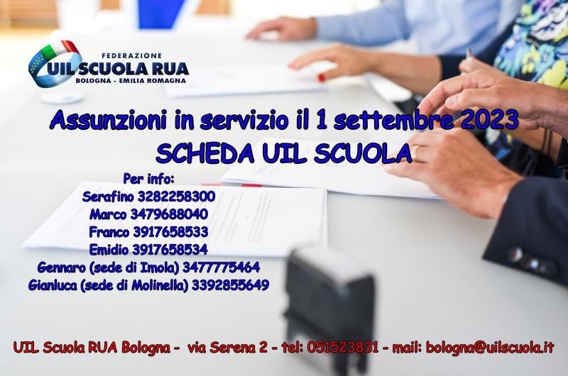 Assunzioni in servizio il 1 settembre 2023 – SCHEDA UIL SCUOLA