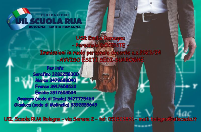 USR Emilia Romagna | Immissioni in ruolo personale docente a.s.2023/24-AVVISO ESITI SEDI-SURROGHE