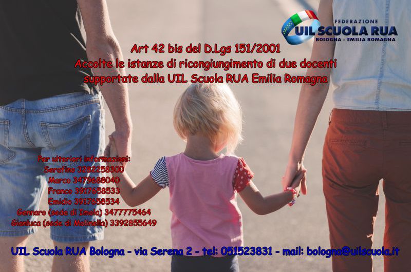 Art 42 bis del D.Lgs 151/2001 | Accolte le istanze di ricongiungimento di due docenti supportate dalla UIL Scuola RUA Emilia Romagna
