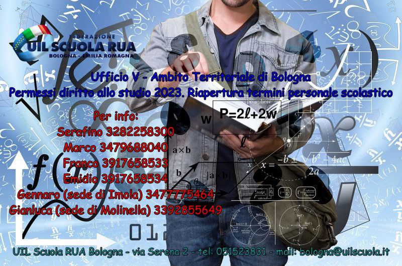 UAT di Bologna | Permessi diritto allo studio 2023. Riapertura termini personale scolastico