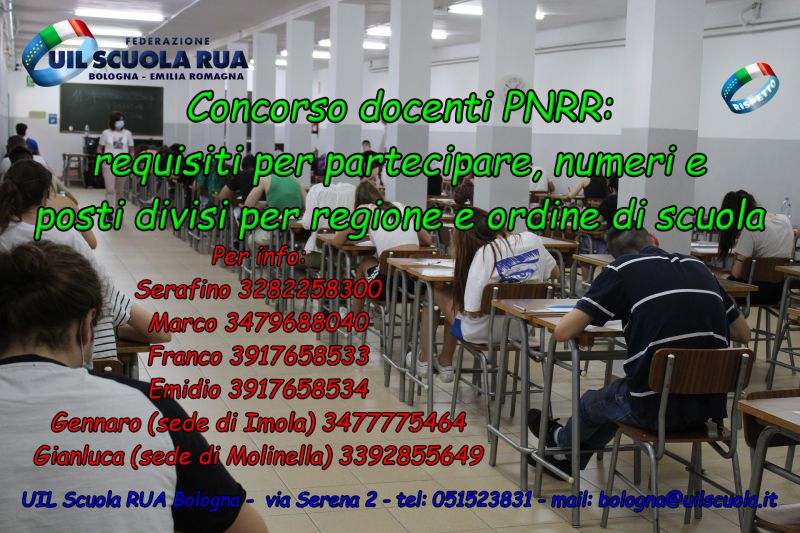 Concorso docenti PNRR: requisiti per partecipare, numeri e posti divisi per  regione e ordine di scuola - Uil Scuola Emilia Romagna