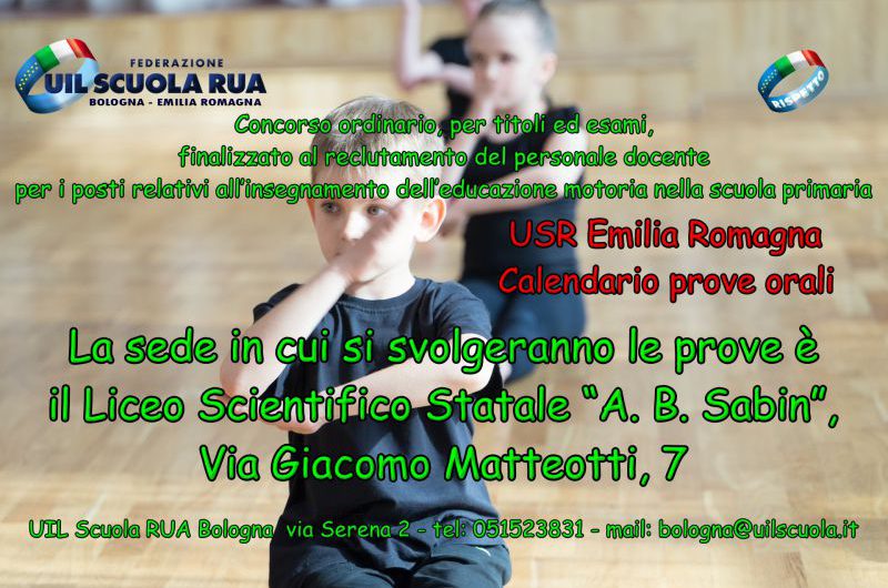 USR Emilia Romagna | D.D. 1330 del 04/08/2023 – Calendario prove orali – insegnamento dell’educazione motoria nella scuola primaria