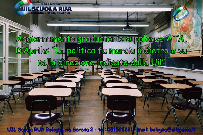 Aggiornamento graduatorie supplenze ATA, D’Aprile: “La politica fa marcia indietro e va nella direzione indicata dalla Uil”