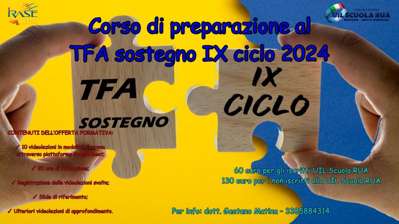 IRASE REGIONALE DELL’EMILIA ROMAGNA | Corso di preparazione al TFA sostegno IX ciclo 2024