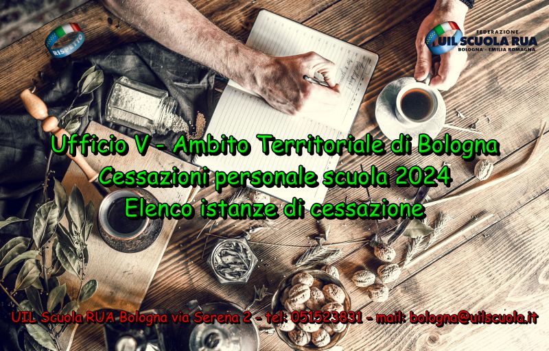 Ufficio V – Ambito Territoriale di Bologna Cessazioni personale scuola 2024 Elenco istanze di cessazione
