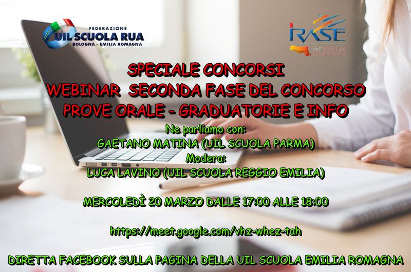 SPECIALE CONCORSI – WEBINAR  SECONDA FASE DEL CONCORSO PROVE ORALE – GRADUATORIE E INFO – Mercoledì 20 marzo dalle 17.00 alle 18.00