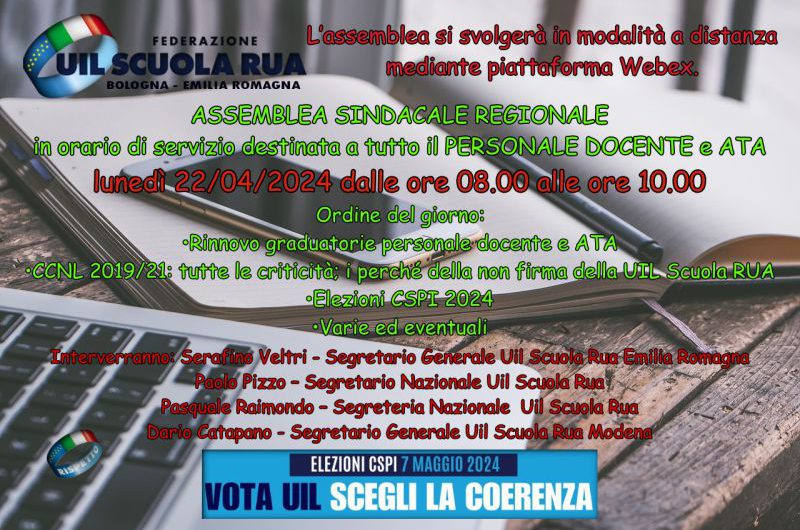 FEDERAZIONE UIL Scuola RUA Emilia Romagna | Assemblea sindacale regionale in orario di servizio del 22 aprile 2024
