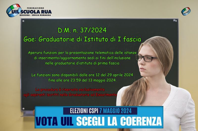 D.M. n. 37/2024 – Gae: Graduatorie di Istituto di I fascia