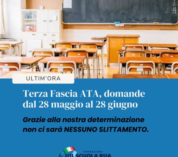 Terza Fascia ATA, domande dal 28 maggio al 28 giugno