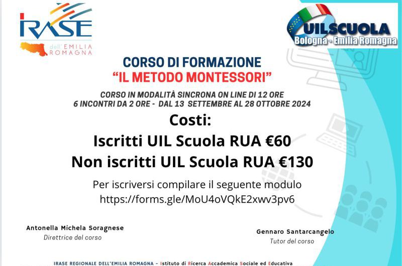 IL METODO MONTESSORI Corso on line sulle attuali prospettive del metodo Montessori in relazione all’utilizzo degli strumenti tecnologici – digitali, dalla scuola dell’infanzia alla scuola secondaria di primo grado.