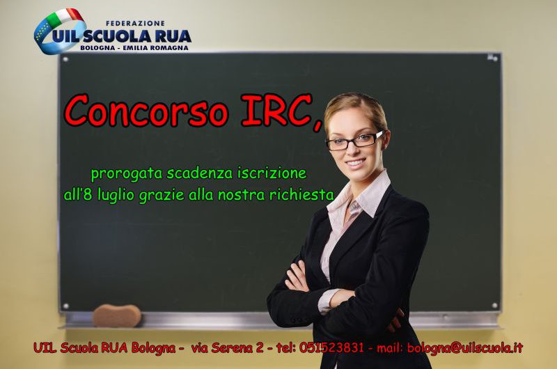 Concorso IRC, prorogata scadenza iscrizione all’8 luglio grazie alla nostra richiesta