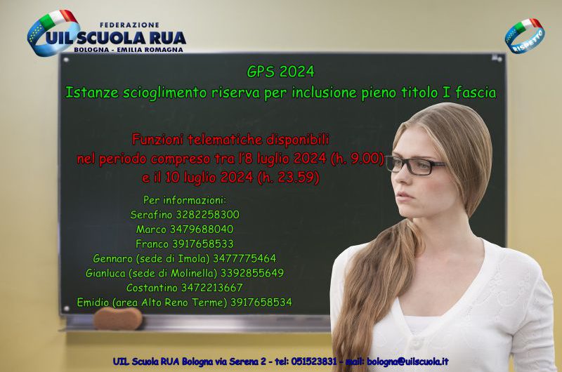 GPS 2024 | Istanze scioglimento riserva per inclusione pieno titolo I fascia