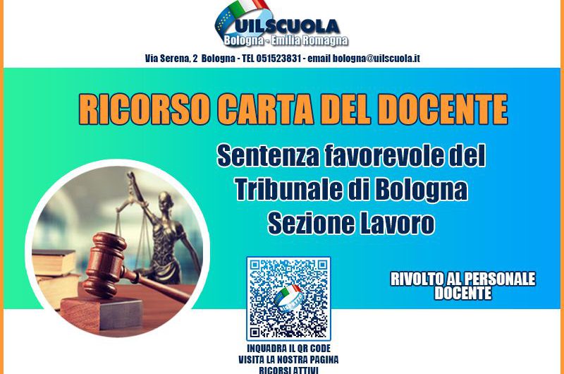 RICORSO CARTA DEL DOCENTE | ulteriori sentenze favorevoli del Tribunale di Bologna