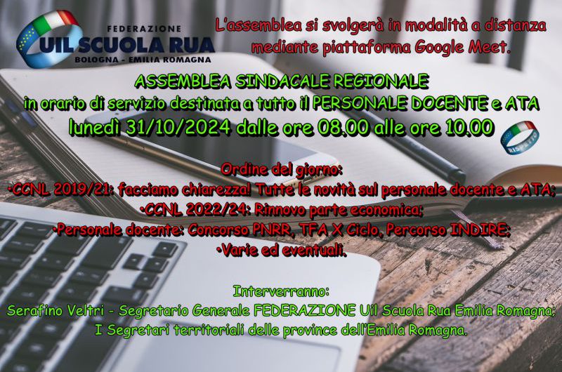 FEDERAZIONE UIL Scuola RUA Emilia Romagna | Assemblea sindacale regionale in orario di servizio del 31 ottobre 2024