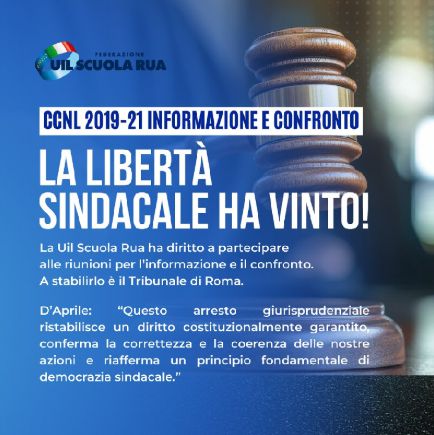 Sentenza del Tribunale di Roma: “La Uil Scuola Rua ha diritto a partecipare alle riunioni per l’informazione e il confronto”
