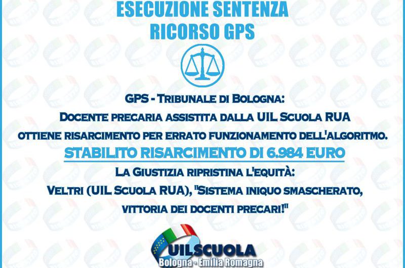 GPS – Tribunale di Bologna: Docente precaria assistita dalla UIL Scuola RUA ottiene risarcimento per errato funzionamento dell’algoritmo