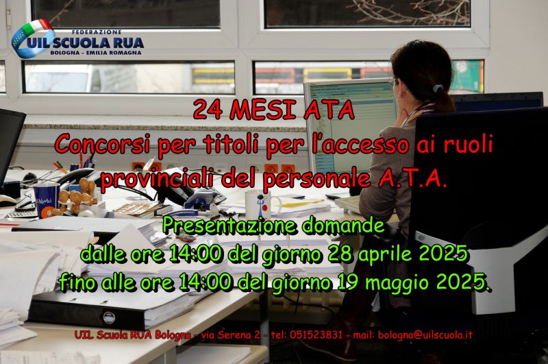 24 MESI ATA | USR EMILIA ROMAGNA Concorsi per titoli per l’accesso ai ruoli provinciali del personale A.T.A.