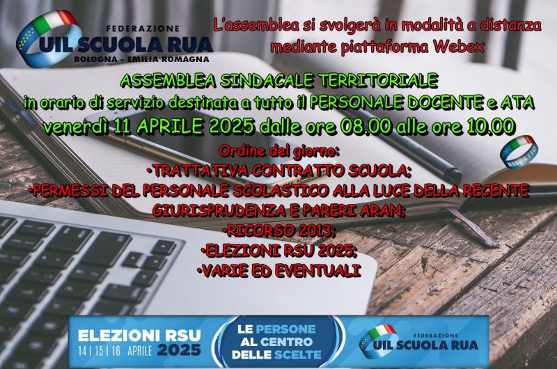 FEDERAZIONE UIL Scuola RUA Emilia Romagna | Assemblea sindacale territoriale in orario di servizio venerdì 11 aprile 2025