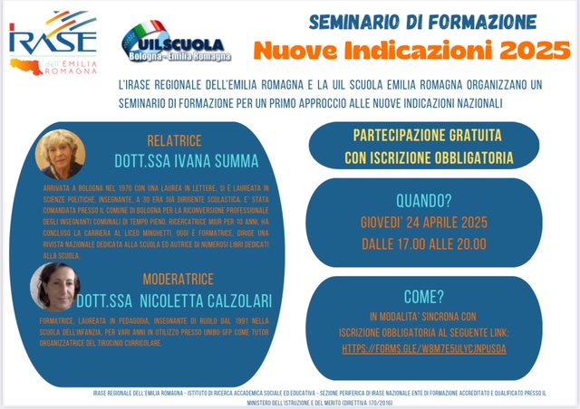 IRASE Regionale dell’Emilia Romagna | Seminario di formazione: Le Nuove Indicazioni nazionali per il curricolo della scuola dell’infanzia e del primo ciclo d’istruzione