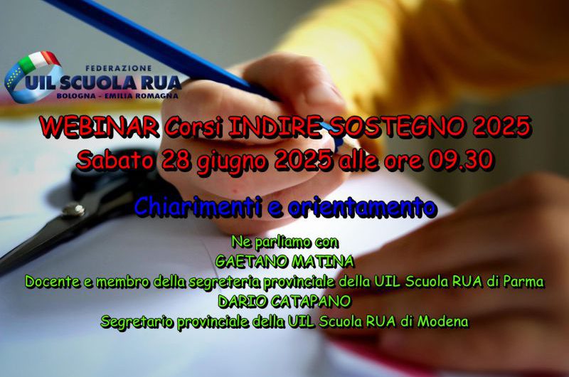 WEBINAR Corsi INDIRE SOSTEGNO 2025 – Sabato 28 giugno 2025 alle ore 09.30