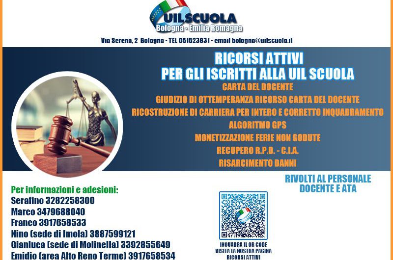 Ricorsi attivi FEDERAZIONE UIL Scuola RUA – Bologna