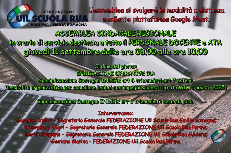 FEDERAZIONE UIL Scuola RUA Emilia Romagna | Assemblea sindacale regionale in orario di servizio dell’ 11 settembre 2025