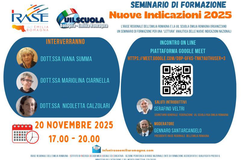IRASE Regionale dell’Emilia Romagna | Seminario di formazione: Le Nuove Indicazioni nazionali  Giovedì 20 novembre dalle 17.00 alle 20.00
