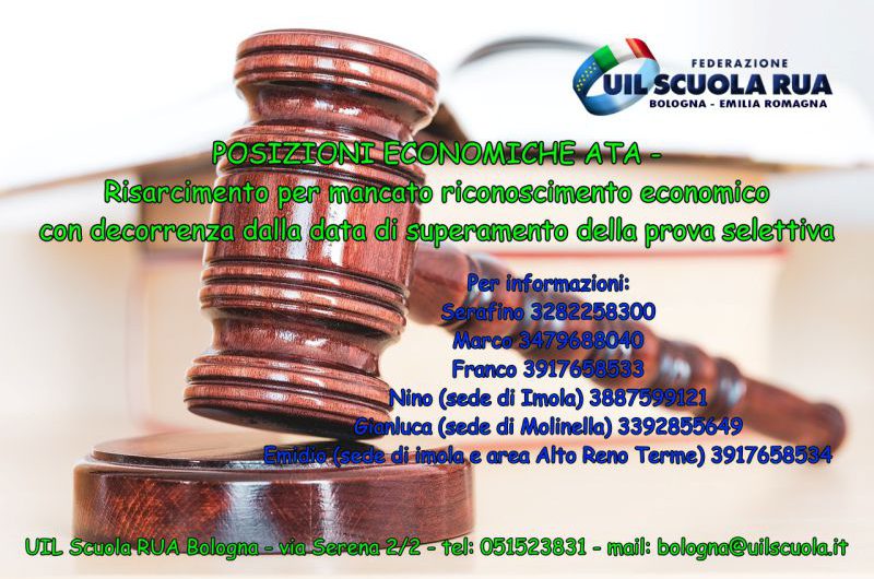 POSIZIONI ECONOMICHE ATA – Risarcimento per mancato riconoscimento economico con decorrenza dalla data di superamento della prova selettiva