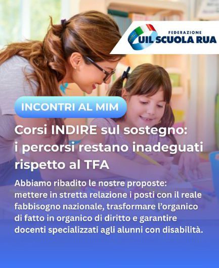 Corsi INDIRE sul sostegno: per la UIL Scuola i percorsi restano inadeguati rispetto al TFA