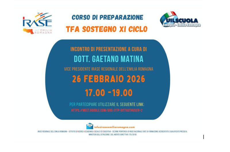 IRASE Regionale dell’Emilia Romagna | TFA sostegno XI ciclo 2026 – Corso di preparazione al TFA Sostegno