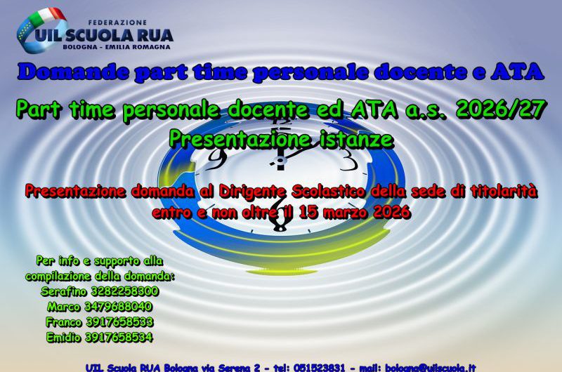 UAT di Bologna – Part time personale docente ed ATA a.s. 2026/27 – Presentazione istanze