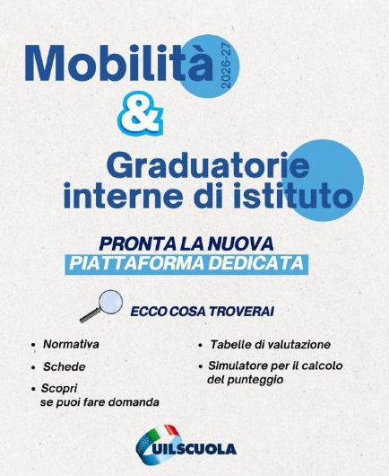 Mobilità e graduatorie interne: online la piattaforma Uil Scuola dedicata