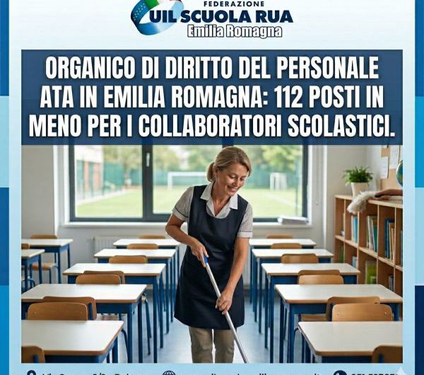 Organico di diritto del Personale ATA in Emilia Romagna: 112 posti in meno per i collaboratori scolastici