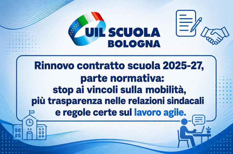 Rinnovo contratto scuola 2025-27, parte normativa: stop ai vincoli sulla mobilità, più trasparenza nelle relazioni sindacali e regole certe sul lavoro agile