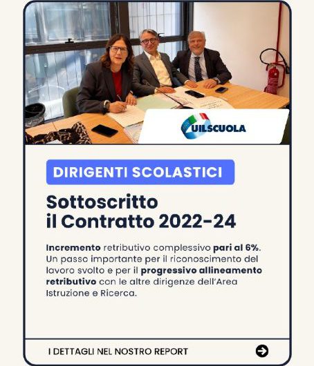 Dirigenti scolastici, sottoscritto il Contratto 2022-24