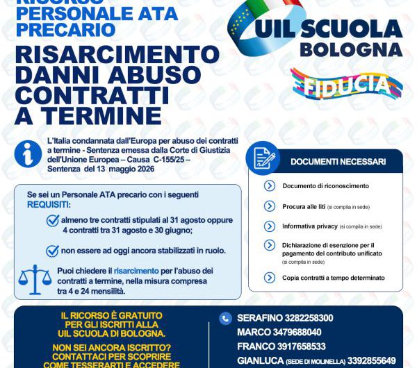 RICORSO PERSONALE ATA PRECARIO – RISARCIMENTO DANNI ABUSO CONTRATTI A TERMINE