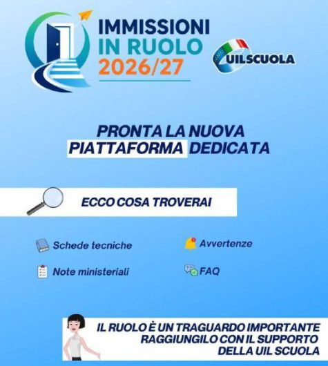 Immissioni in ruolo 2026/27: online la nuova piattaforma UIL Scuola