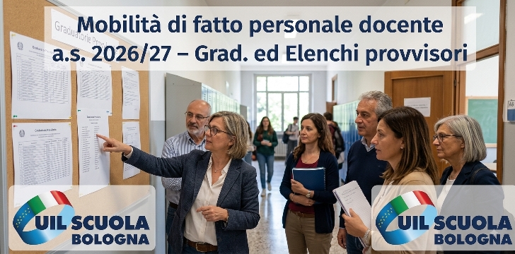 UAT di Bologna | Mobilità di fatto personale docente a.s. 2026/27 – Grad. ed Elenchi provvisori