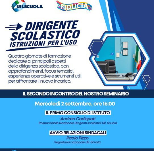 “Dirigente scolastico, istruzioni per l’uso”: il 2 settembre il secondo appuntamento