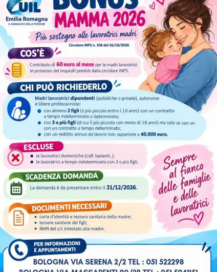 Bonus mamma 2026 – Più sostegno alle lavoratrici madri